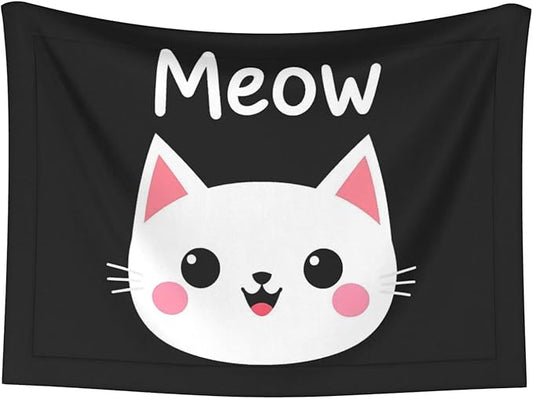 Cat Meow Print Soft Plush Pet Blanket, Washable Dog Blanket, Cat Fleece Throw, Puppy Bed Crate Mat & Sofa Couch Protector - Small