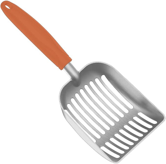 Cat Litter Scoop, Kitty Metal Scooper, Aluminum Alloy Sifter, Kitten Pooper Lifter, Deep Shovel, Long Handle, Poop Sifting, Durable, Heavy Duty, for Litter Box