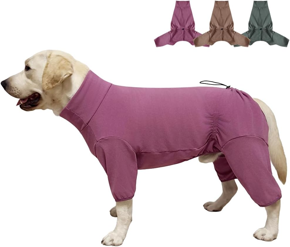 Dog Pyjamas PJS Sweater Clothes and Home Clothing Suitable for Small to Medium Breeds of Dogs, Dog Neutering Suits, Extra-Large Stretch Fabric, Four-Legged Clothes(Thickened Red, L)