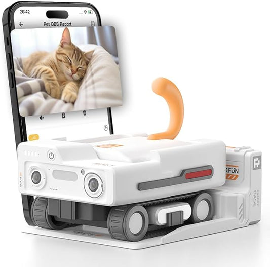 PMATE Self-Moving Pets Camera AI-Powered Rover with Auto Tracking & Patrol, 2K Live View, Night Vision, 2-Way Talk, and Auto-Recharge (A3-White)