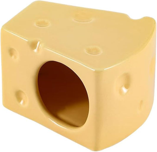 Ceramic Pet Hamster House Cute Cheese Shaped Hamster Cave Small Animal Houses & Habitats for Mice, Gerbils, Lemmings or Other Small Pets