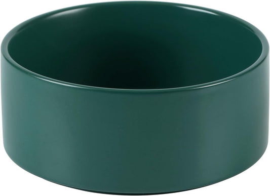 Ceramic Dog Bowl, Food and Water Bowl for Medium Breed Dog, Pet Bowl for Replacement (7.3 inch, Single Bowl, Green)