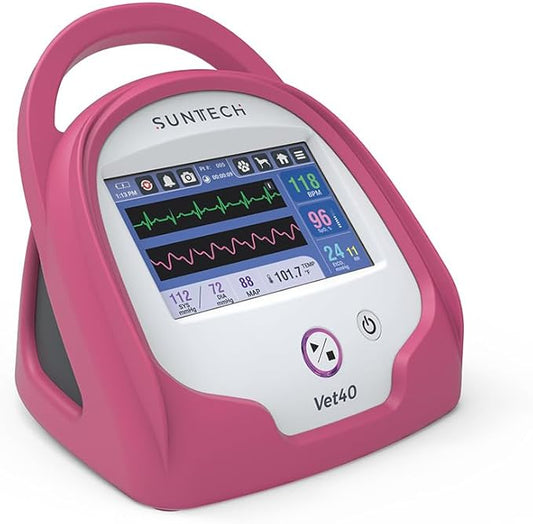 SunTech Vet40 Veterinary Monitor – BP, Masimo SPO₂, Temperature, ECG, Capnography-Capable (Sensor Sold Separately), (Flamingo Pink)