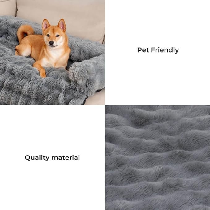 Dream Cloud Pet Sofa Bed for Dogs Cats, 2026 Washable Removable Calming Fluffy Plush Mat for Furniture Protector, Long Fur Non-Slip, for Small/Medium/Large Home Pets (Black, XL: 47.2 * 37.4IN)