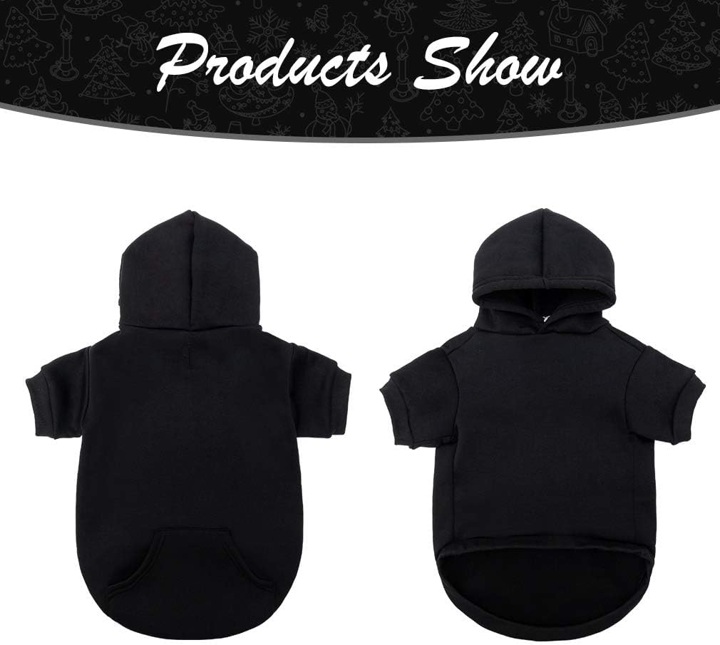 KOOLTAIL Basic Dog Hoodie - Soft and Warm Dog Hoodie Sweater with Leash Hole and Pocket, Dog Winter Coat, Cold Weather Clothes Sweatshirt for Small Medium Large Dogs Puppy Cat Boys Girls Black XXL