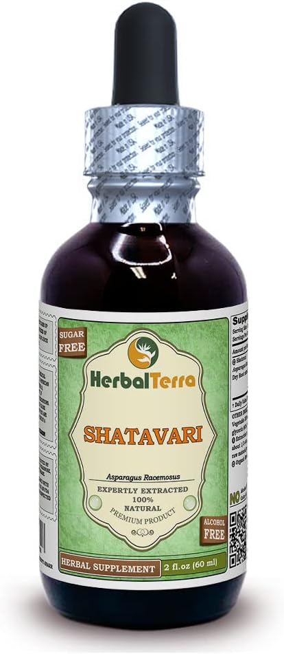 Shatavari (Asparagus Racemosus) Glycerite, Organic Dried Root Powder Alcohol-Free Liquid Extract 2 oz