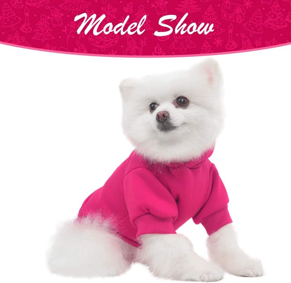 KOOLTAIL Basic Dog Hoodie - Soft & Warm Dog Hoodie Sweater with Leash Hole and Pocket, Dog Winter Coat, Cold Weather Clothes Sweatshirt for Small Medium Large Dogs Puppy Cat Boys Girls Deep Pink SM