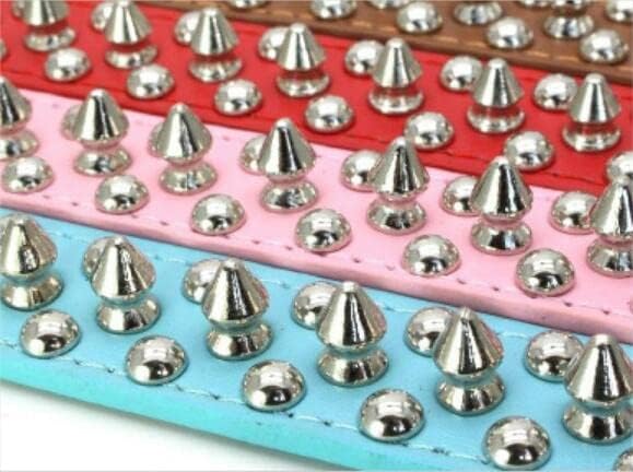 Spiked Dog Collar Soft Pu Leather Mushrooms Rivet Spike Studded Puppy Adjustable Pet Collars for Small Breeds (XS, Hot Pink)