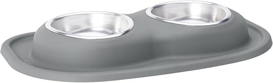 WeatherTech Double Low Pet Feeding System - Compact and Portable Dog/Cat Food and Water Station - 16 oz (2 Cups) Dark Grey (DL1602DG)