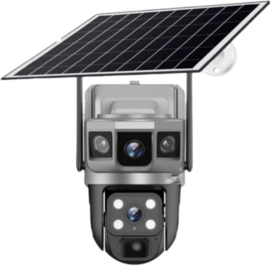 for Outdoor Camera Battery CCTV Monitor 4G SIM Card Network IP Security Pet Camera Motion Detection 3 Screen PTZ Camera(4G CCTV 32G Card)