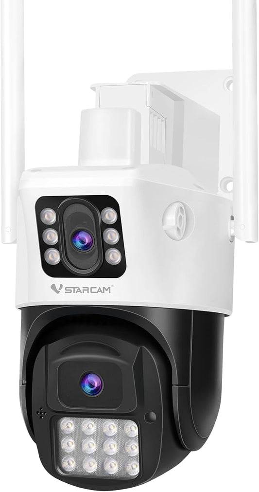 VSTARCAM Dual Lens Outdoor Security Camera, 2K UHD WiFi Camera for Home Security with Auto Tracking & Fixed View, Full Color Night Vision, PIR Motion Detection, 2-Way Audio, IP66, SD/Cloud Storage
