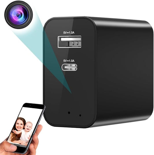 WiFi Smart Camera Charger with Premium Wide-Angle 160° – Live Remote View – 2.4G WiFi – Best Mini Type‑C Plug Camera for Pets & Home – Real Time Monitoring - iOS Android App