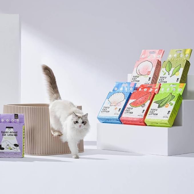 Tofu Cat Litter Natural Clumping Tofu Cat Litter, Fast Clumping and Easily Scoop-able 5.5lb/88oz 5 Scents - Ocean Fresh, 2 Pack