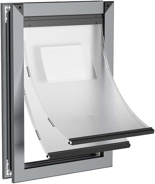 RESCUMASCER Smoky Gray Extra Large Dog Doors for Large Dogs with Double Magnetic Flaps, Durable Aluminum Frame Doggie Doors for Medium, Large, and X-Large Dogs, REXAL32-2S-2S