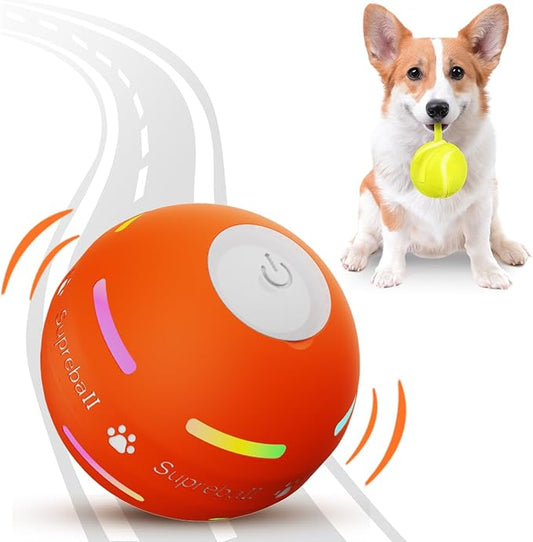 PetDroid Interactive Dog Toys Dog Ball, [Newly Upgraded] Durable Motion Activated Automatic Rolling Ball Toys for/Small/Medium/Large Dogs,USB Rechargeable(Orange)