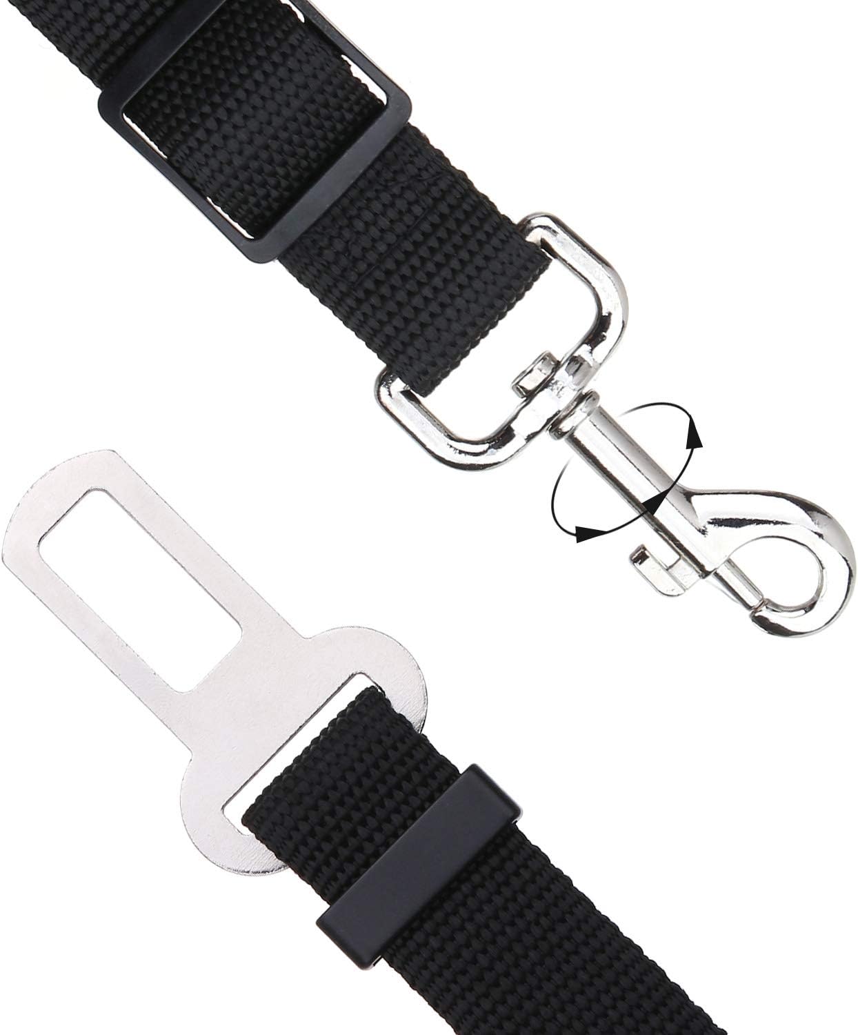 Elisel Elisel 2 Packs Adjustable Length Pet Dog Cat car seat Belt Pet seat Belt Pet Accessories for Dogs Cats and Pets (Black Pink)