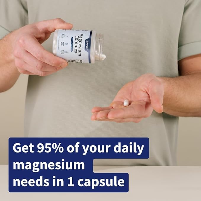 Snap Supplements 3-in-1 Magnesium Complex Supplement, Magnesium Bisglycinate, Oxide, Citrate, Triple Magnesium Complex, 60 Capsules