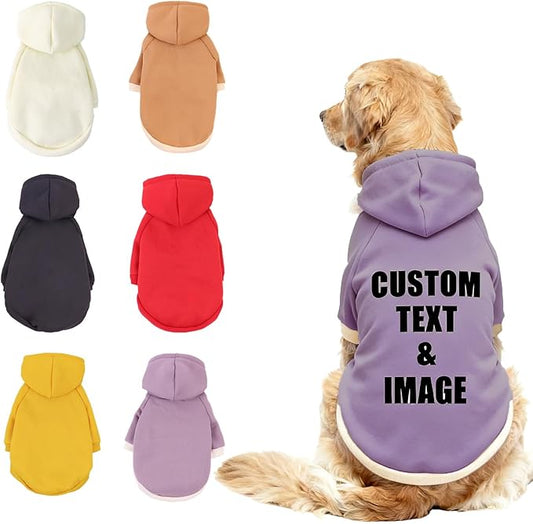 Custom Dog Hoodie, Personalized Sweatshirt with Photo Text Name Logo, Customized Hooded Sweater for Small Medium Large Dogs & Cats (Purple, X-Large)