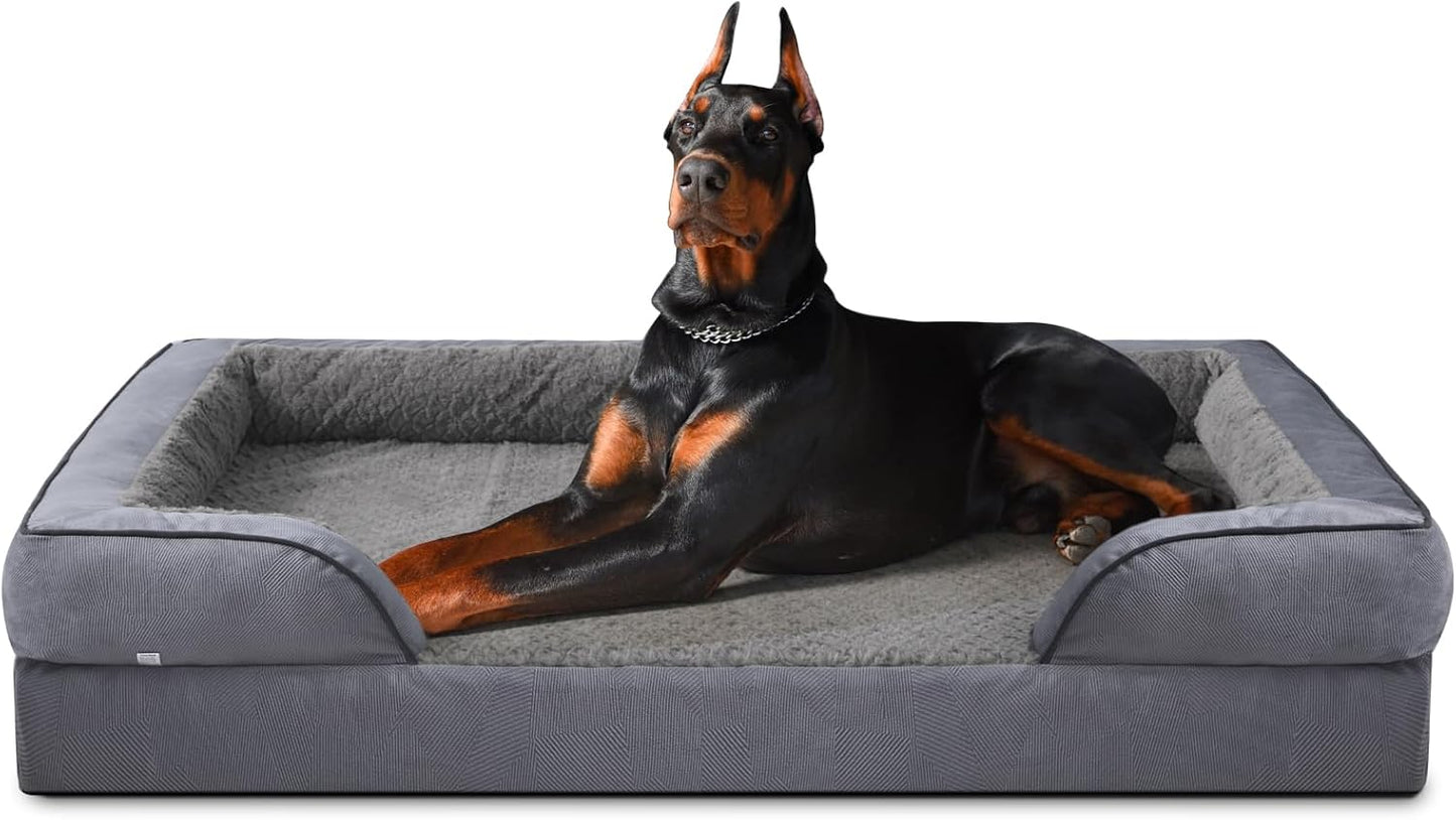 INVENHO Orthopedic Extra Large Dog Bed, XXL Waterproof Dog Sofa, Egg-Crate Foam Couch with Washable Removable Cover, Waterproof Lining and Nonskid Bottom