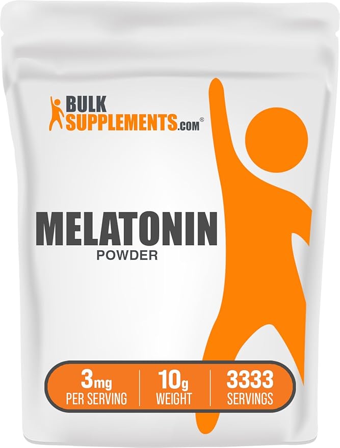 BulkSupplements.com Melatonin Powder - Sleep Supplement, Melatonin for Adults, Melatonin 3 mg - Vegan Melatonin, Pure & Gluten Free, 3mg per Serving, 10g (0.35 oz) (Pack of 1)
