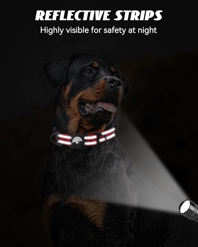 Joytale Airtag Dog Collar, Reflective Pet Collar with Waterproof AirTag Holder, Dual D-Rings, Soft Padded Adjustable for Extra Small and Puppy Dogs, Red, XS