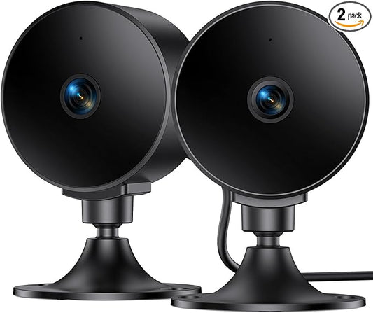 Indoor Security Camera 2K 3MP, Motion & Sound Detection, Real-Time Alerts, Two-Way Audio, Works with Alexa & Google Assistant, Home Security Camera with 256GB SD & Cloud Storage, Black, 2.4GHz