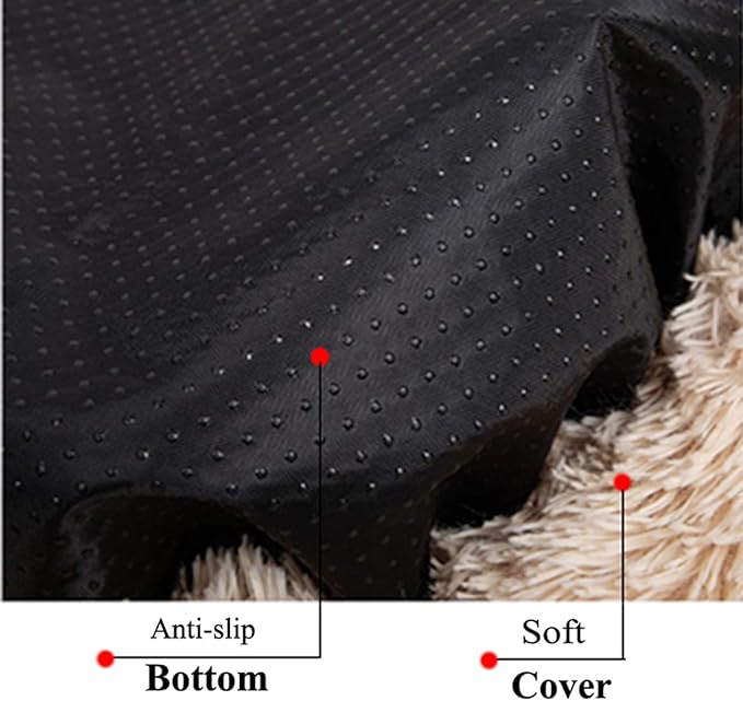 huraty Plush Dog Bed Pet Calming Fur Bed, Fluffy Donut Round Cat Beds, Anti-Slip & Anti-Anxiety, 16 Inch for Puppy and Kitties, Black, XS