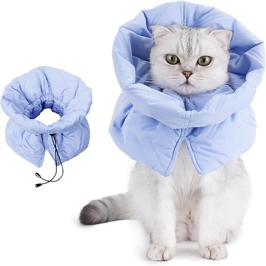 Cat Recovery Collar, Soft Adjustable Cat Cone Alternative, Lightweight Waterproof Fasteners Collars for Cats Kittens Puppies, After Post-Surgery, Surgery Stop Licking or Skin Protection.