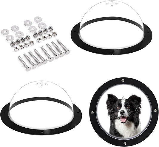 Dog Fence Window,12.4’ Acrylic Clear Pet Dome View with Air Holes Playground Doggie Wood Fence Window Bubble Peek Window for Dog and Cats Deep 4.7 Inch(XL)