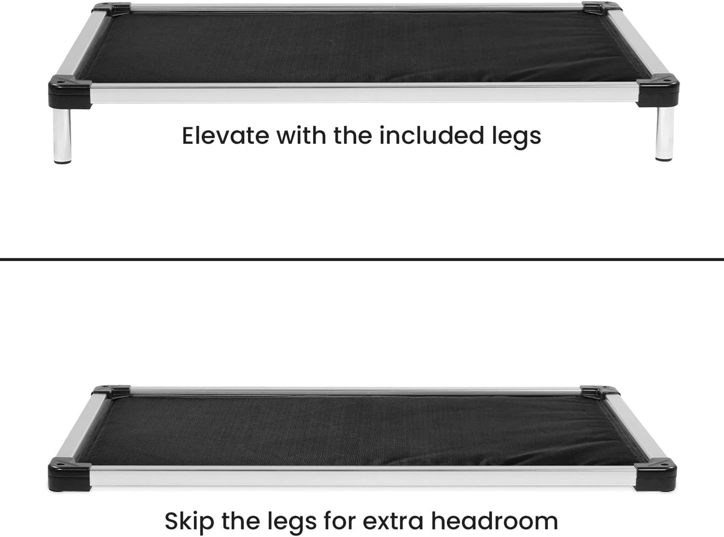 K9 Ballistics Chew Proof Armored Padded Dog Crate Bed, Virtually Indestructible, Legs Included (Obsidian Black, Large (41" L x 27" W x 5" H))