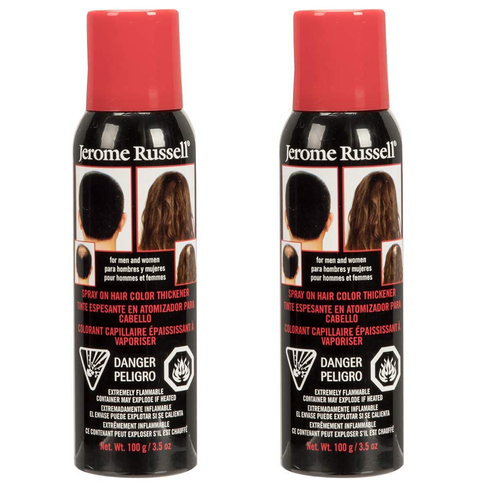 Jerome Russell Spray-On Color Silver / Gray Hair Thickener, For Fine And Thinning Hair, Conceals Bald Spots, Grey Hair, Hides Ro