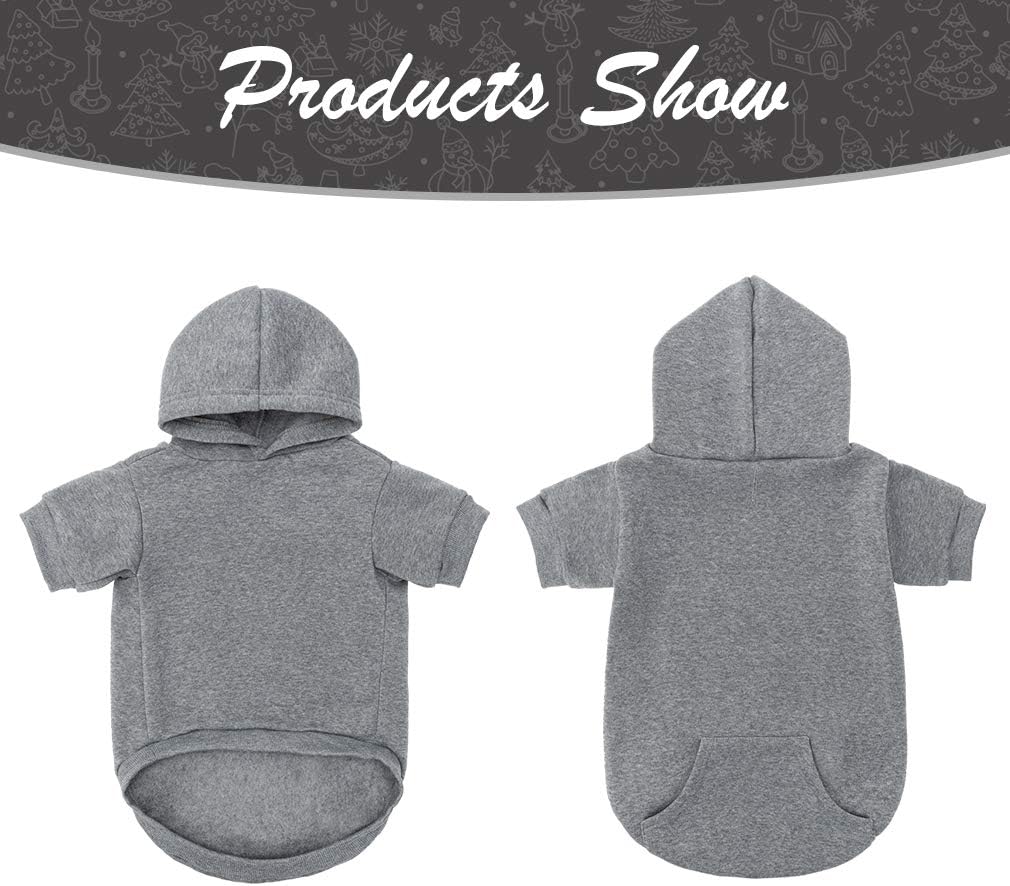 KOOLTAIL Basic Dog Hoodie - Soft and Warm Dog Hoodie Sweater with Leash Hole and Pocket, Dog Winter Coat, Cold Weather Clothes Sweatshirt for Small Medium Large Dogs Puppy Cat Boys Girls Grey L