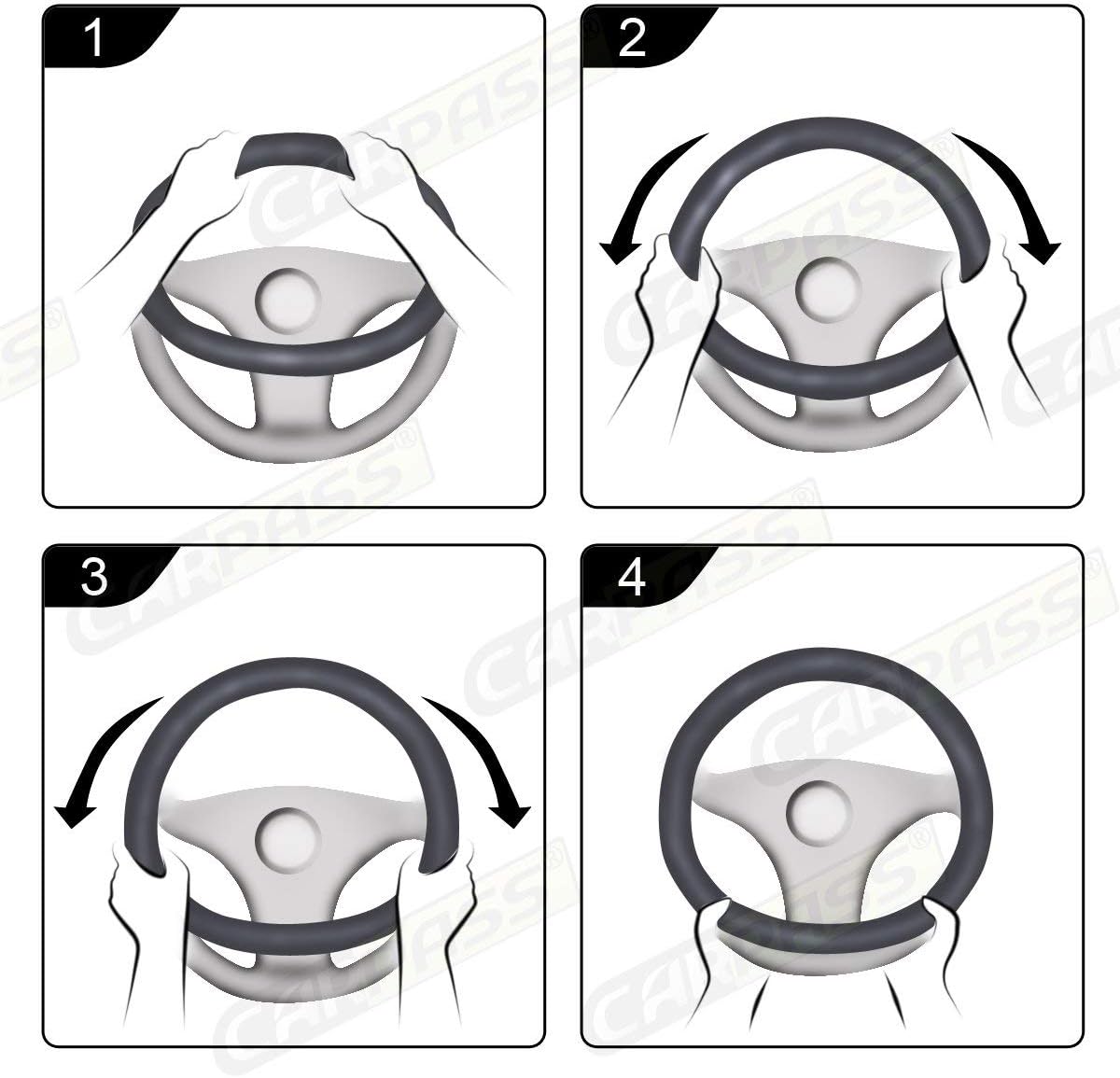 CAR PASS Rhombus Leather Universal Steering Wheel Cover, Fit for Suvs,Trucks,Cars,Sedans,Vans (Black&Red)