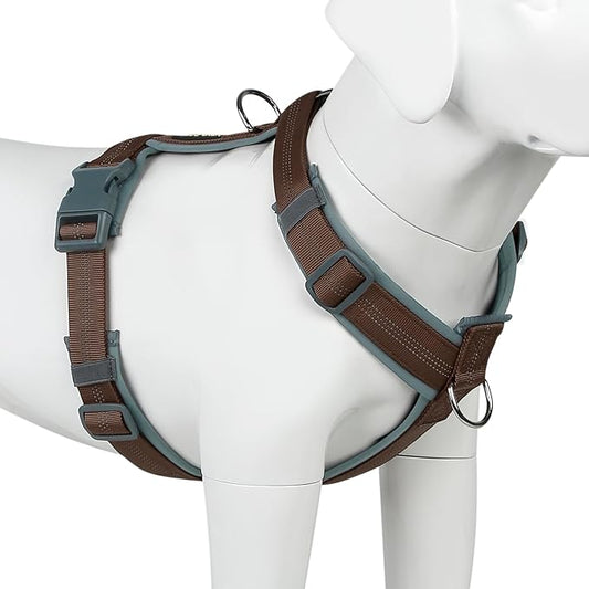 Plutus Pet No Pull Dog Harness, Adjustable Nylon Harness with Soft Padding, Reflective and Heavy Duty Dog Harness for Small, Medium, Large Dogs(Chocolate, XS)