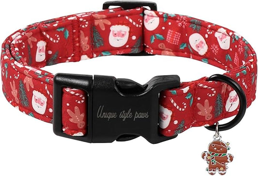 Christmas Dog Collar, Unique Style Paws Santa Claus Dog Collar for Christmas Comfortable Red Pet Collar with Lightweight Plastic Buckle for Holiday, Fancy Dog Gift