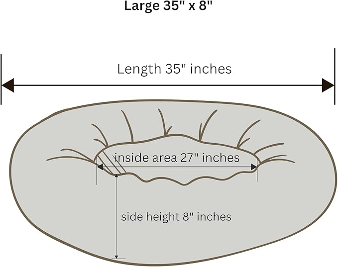 Organic Cotton Canvas Dog Bed: Removable Cover, Natural Fill - Made in USA (Gray, Large 35" x 8" inches)