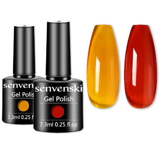 Senvenski Jelly Crystal Gel Nail Polish Tortoise Shell Nails Sheer Clear Fall Colors Red Translucent Coral Orange Amber Soak Off