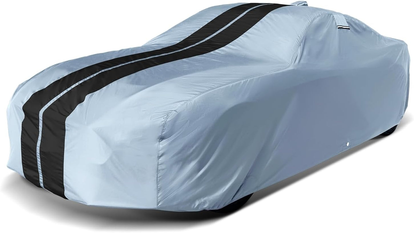 iCarCover Custom Car Cover for Pontiac Star Chief (1958-1966) Waterproof All-Weather Rain Snow UV Sun Protector Full Exterior Indoor Outdoor Car Cover (Stripe - Gray/Black)