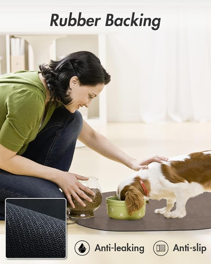 Absorbent Dog Food Mat-Cat Mat for Food and Water Bowl, Quick Dry Pet Food Mat, No Stains Dog Feeding mat, Pet Accessories Pet Supplies Mat-Cat Water Bowl Mat for Messy Drinkers