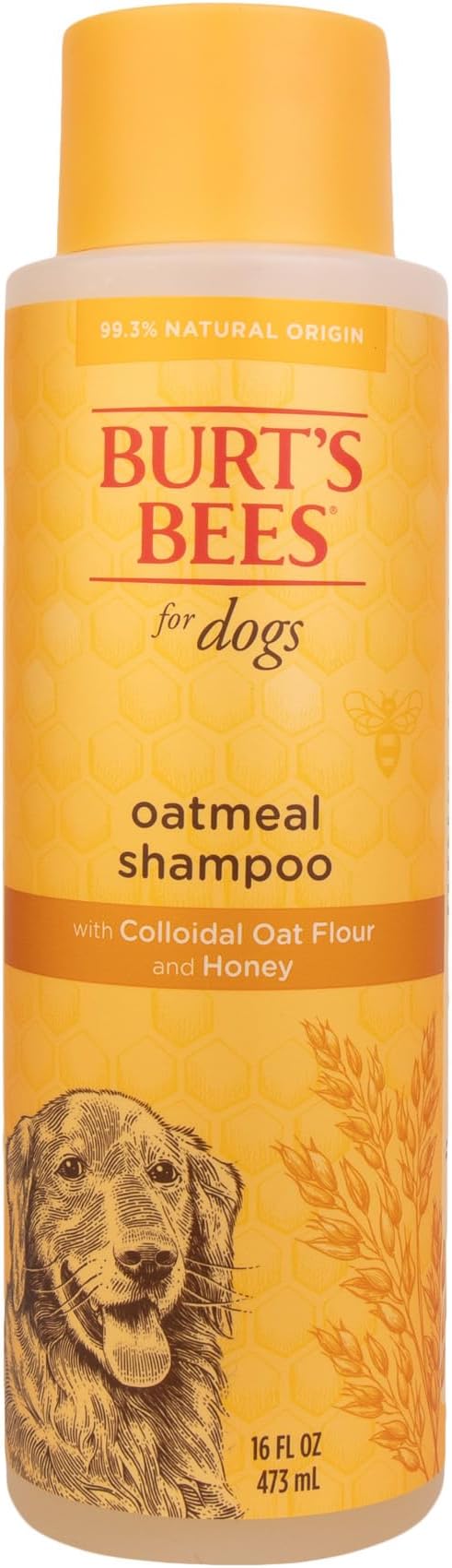 Burt’s Bees for Pets Oatmeal Dog Shampoo with Honey, Soothing Dog Shampoo for Itchy and Sensitive Skin, pH Balanced Formula That Gently Cleans and Moisturizes Dog Coats, 16 Fl Oz