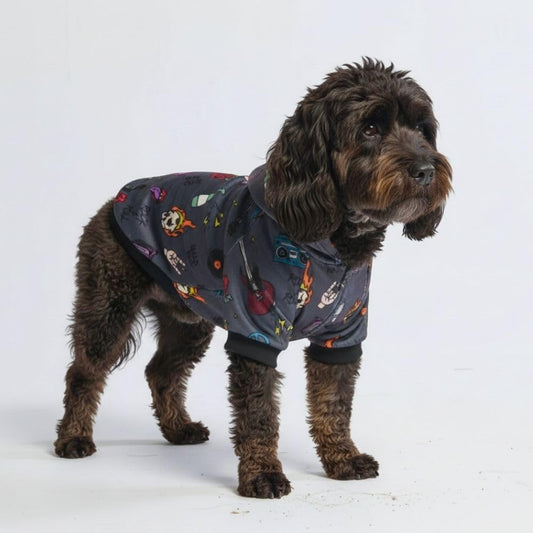 Spark Paws Dog Hoodie – Premium Dog Sweater for Small, Medium, and Large Dogs | Warm Outfits for French Bulldogs, Pitbull, Puppy, Winter Jacket Alternative - Rock and Roll -2XL
