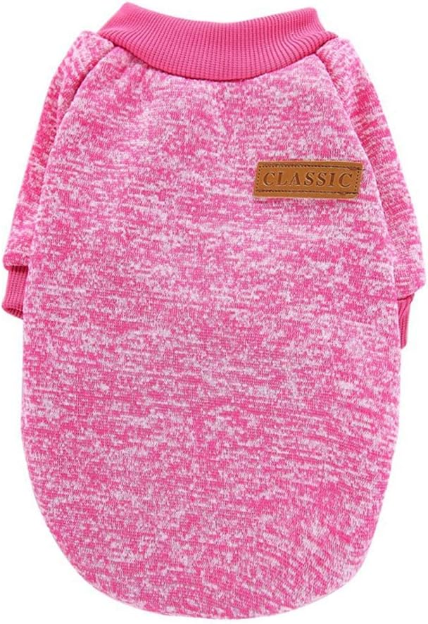 Jecikelon Dog Clothes Dogs Sweater Soft Puppies Clothing Winter Puppy Sweaters Warm Outfit for Dogs Small XXS XS Cat Apparel (Large, Rose red)