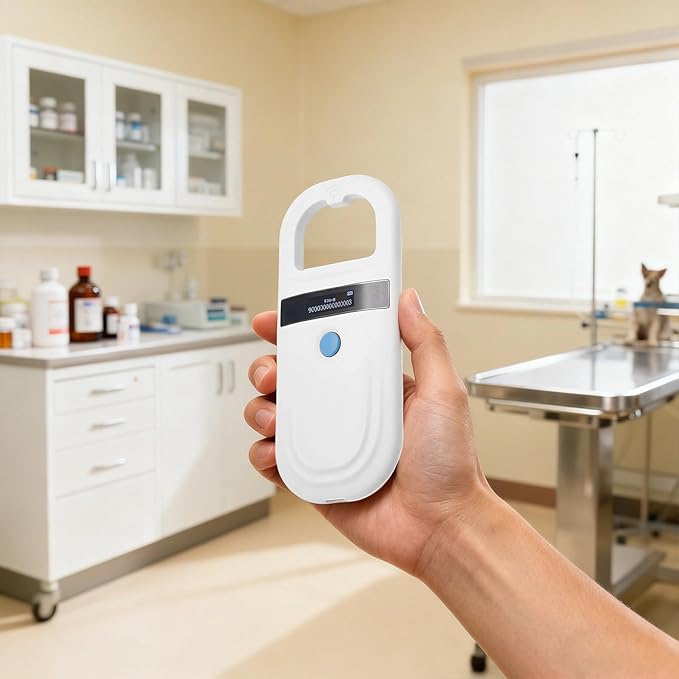Pet Microchip Reader, Handheld Scanner with OLED Display, Compatible with Emid Fdx-B, Up to 5.9 in