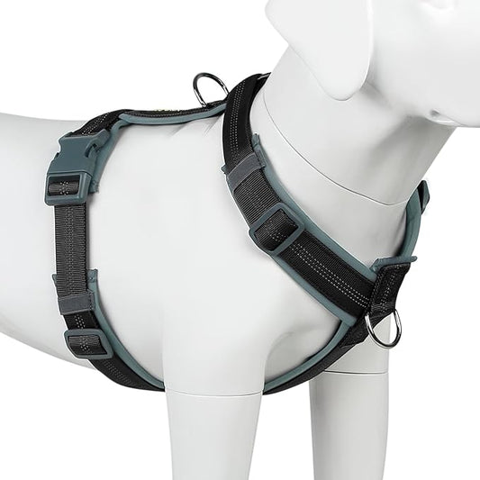 Plutus Pet No Pull Dog Harness, Adjustable Nylon Harness with Soft Padding, Reflective and Heavy Duty Dog Harness for Small, Medium, Large Dogs(Black, XS)