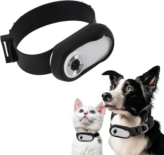 Pet Collar Camera, HD 1080P Cat Collar Camera, 170° Wide Angle, 0.96 inch LCD Display, Small Video Record Action Camera Body Cam for Pet Tracker Monitor, Support SD Card