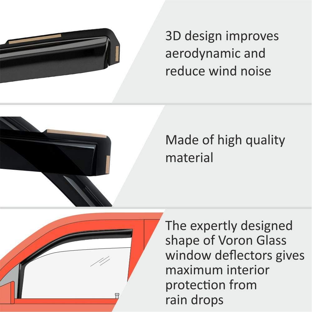 Voron Glass in-Channel Extra Durable Rain Guards for Trucks GMC Sierra 1500 2019-2025 Double Cab, Window Deflectors, Vent Window Visors, 4 Pieces - 230091v