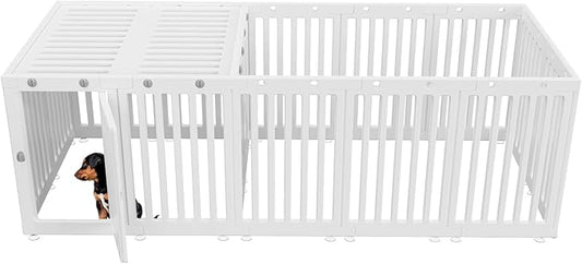 Dog Playpen with Door & Cover Top,18*Fence Panel Puppy Playpen, 2 Room Dog Crate, Pet Playpen for Small & Medium Dogs, Puppy Play Pen for Indoors & Outdoor
