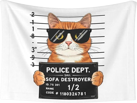 Cat Holding Mugshot Sign Print Soft Plush Pet Blanket, Washable Dog Blanket, Cat Fleece Throw, Puppy Bed Crate Mat & Sofa Couch Protector - Small