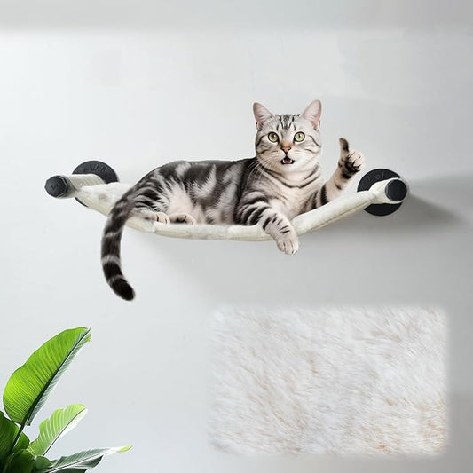 Cat Hammock Wall Mounted, 22.44 x 13.78 inch Wall Mounted Cat Shelves, Metal Brackets Beds for Sleeping, Playing, Climbing & Resting Stabilized Wall Furniture (Soft & Warm Fabric)