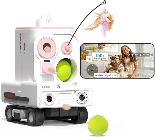 PMATE Self-Moving Pets Camera AI-Powered Rover with Auto Tracking & Patrol, 2K Live View, Night Vision, 2-Way Talk, and Auto-Recharge (Pink)